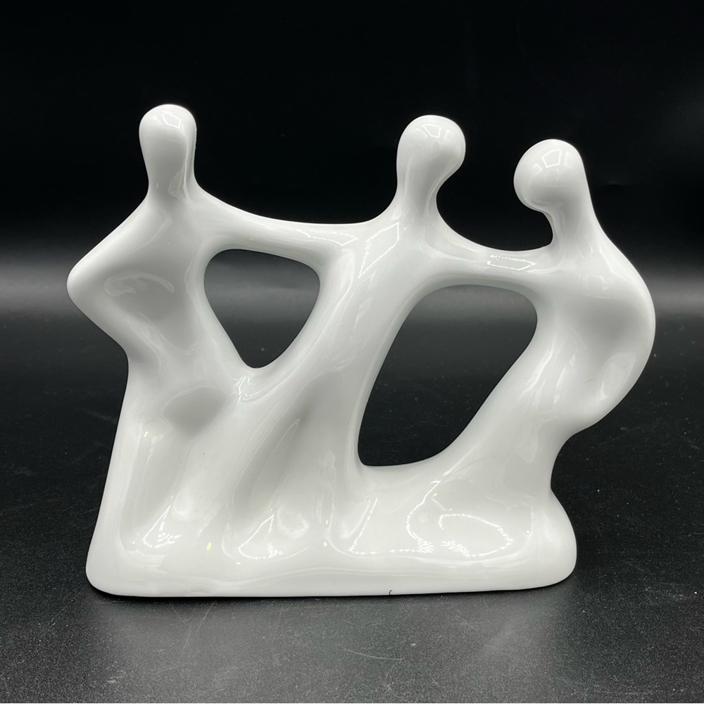 Vintage Naaman Israel porcelain sculpture of three abstract figures, friends